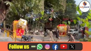 ಶಿವಮೊಗ್ಗ ದಸರಾ ಜಂಬೂಸವಾರಿಯಲ್ಲಿ ಮಹಾ ಅವಘಡ: ಬೆದರಿ ಓಡಿದ ಆನೆ, ನೆಲಕ್ಕುರುಳಿ ಛಿದ್ರವಾದ ಬೆಳ್ಳಿ ಅಂಬಾರಿ!